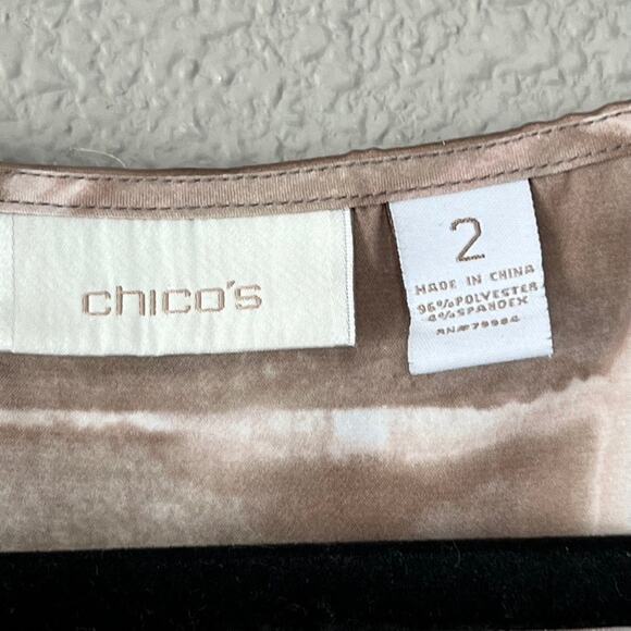 Chicos Neutral Watercolor Cinch Waist Longline Kimono Sleeve Womens Blouse 2 - Picture 3 of 6